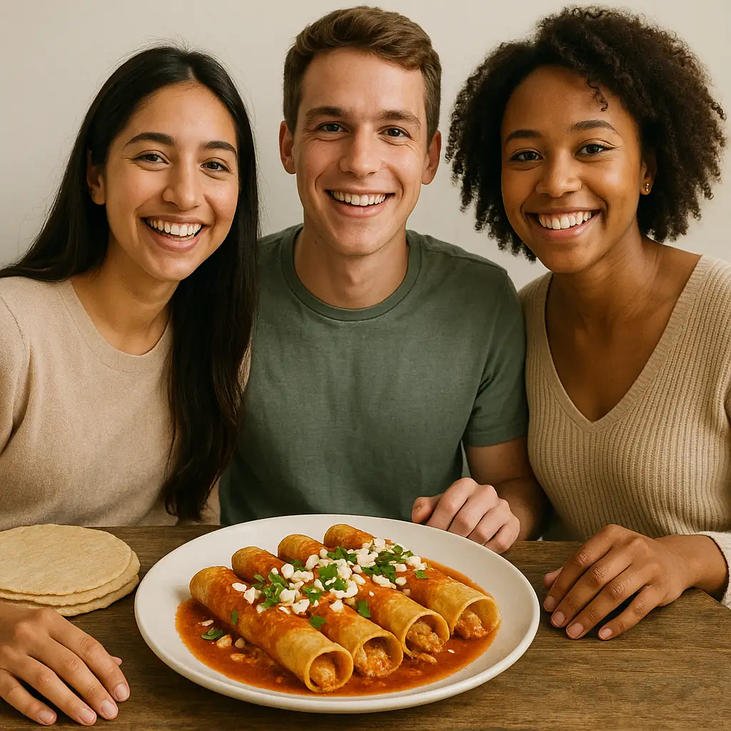 Enchiladas with homemade corn tortillas