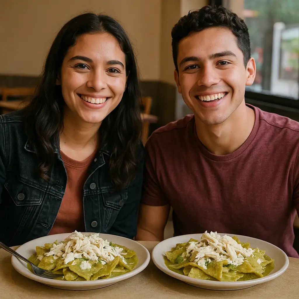 Green chilaquiles with chicken