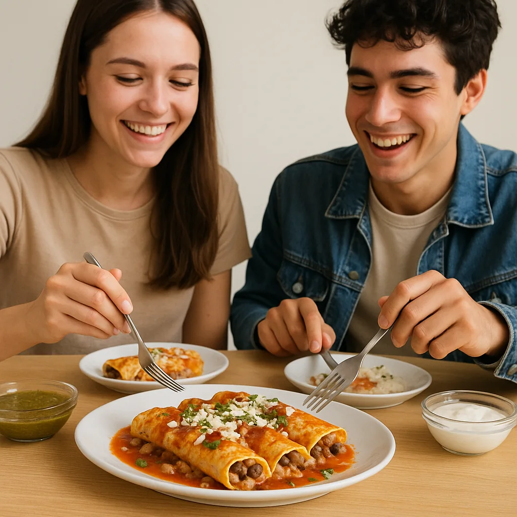 Vegetarian bean and cheese enchiladas
