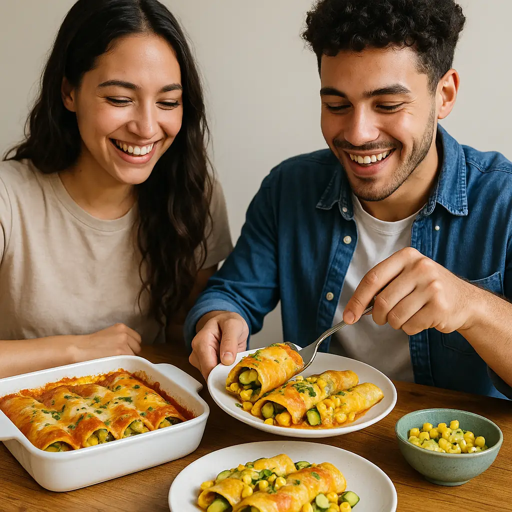 Zucchini and corn enchiladas